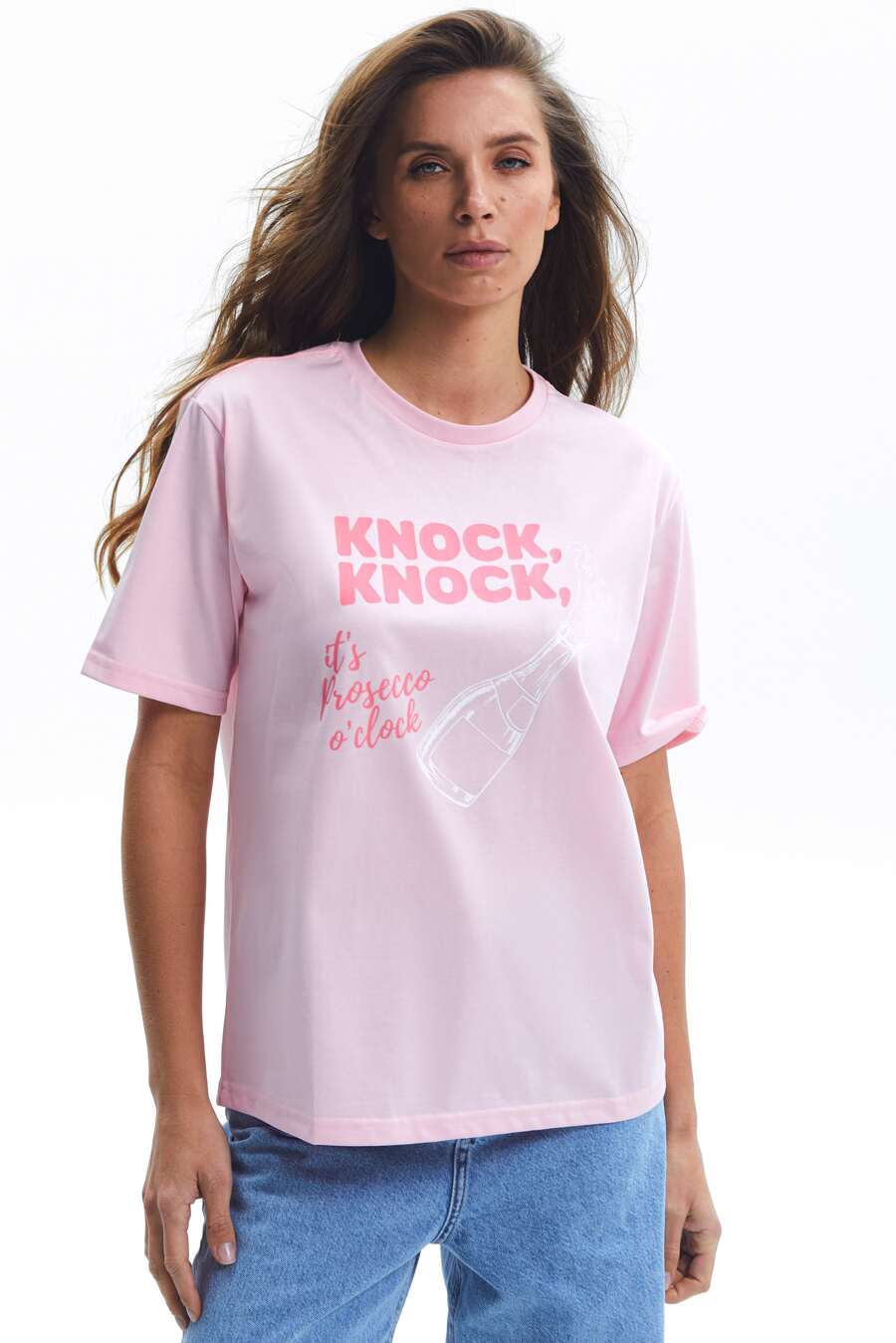 Pink "Knock, Knock" Print T-shirt