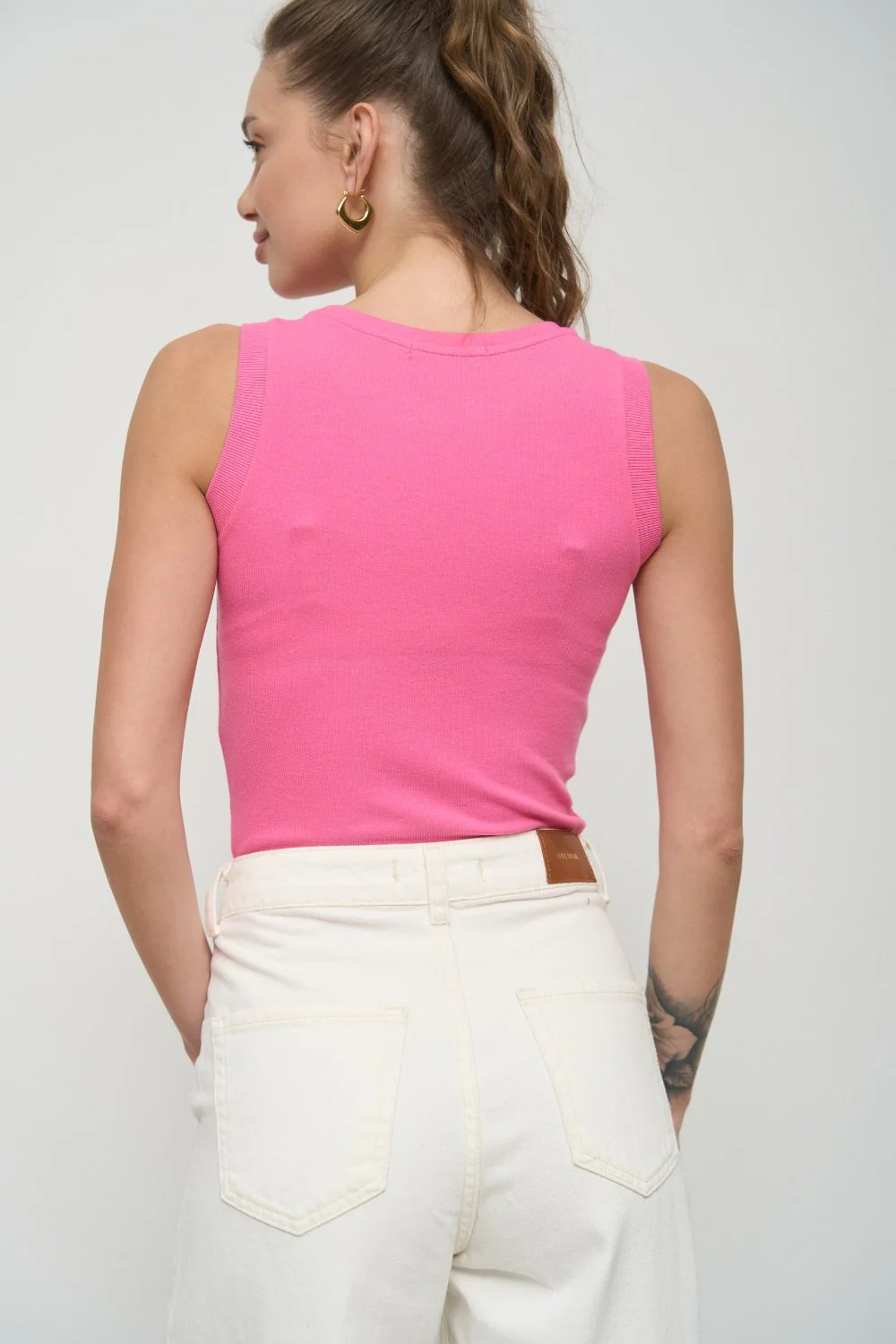 Pink Ribbed Seam Detail Top - Image 5