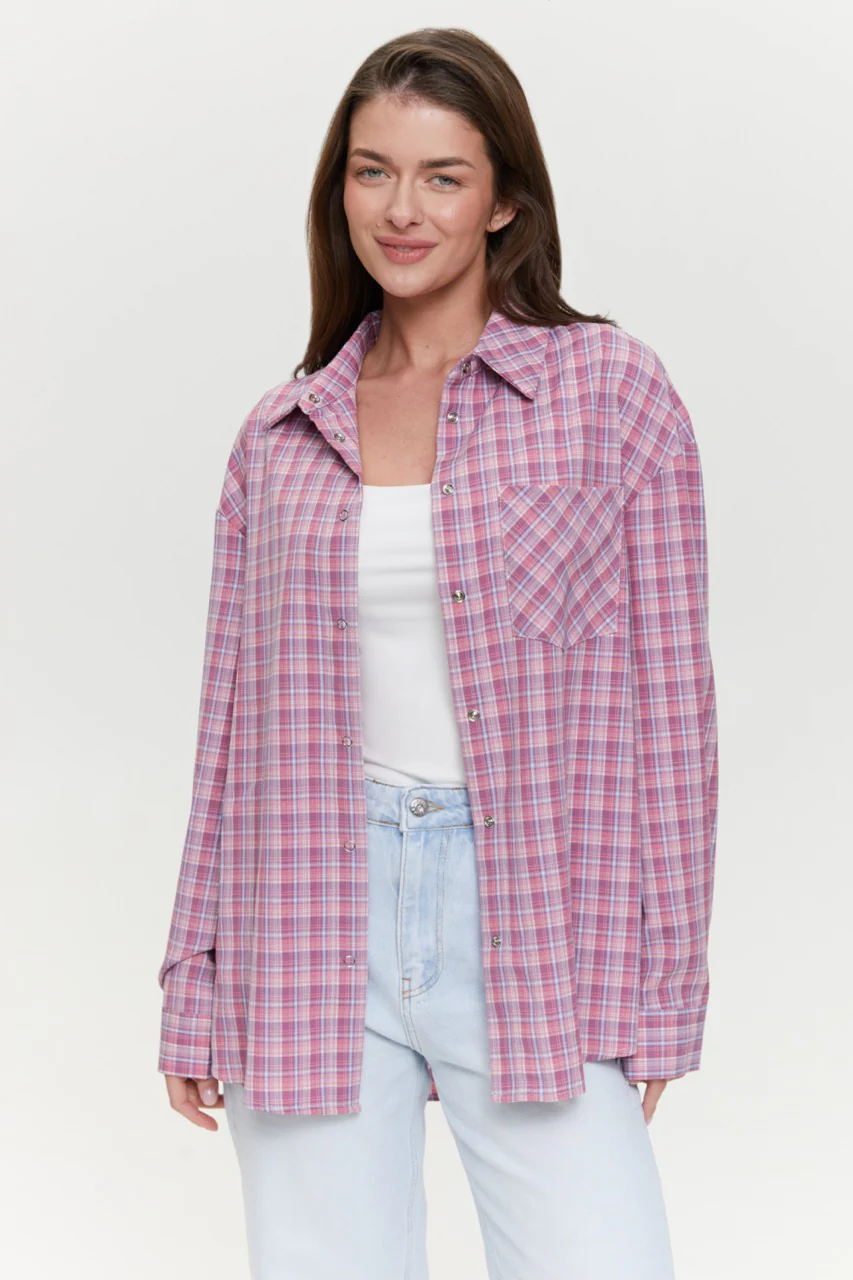 Pink Check shirt with pockets
