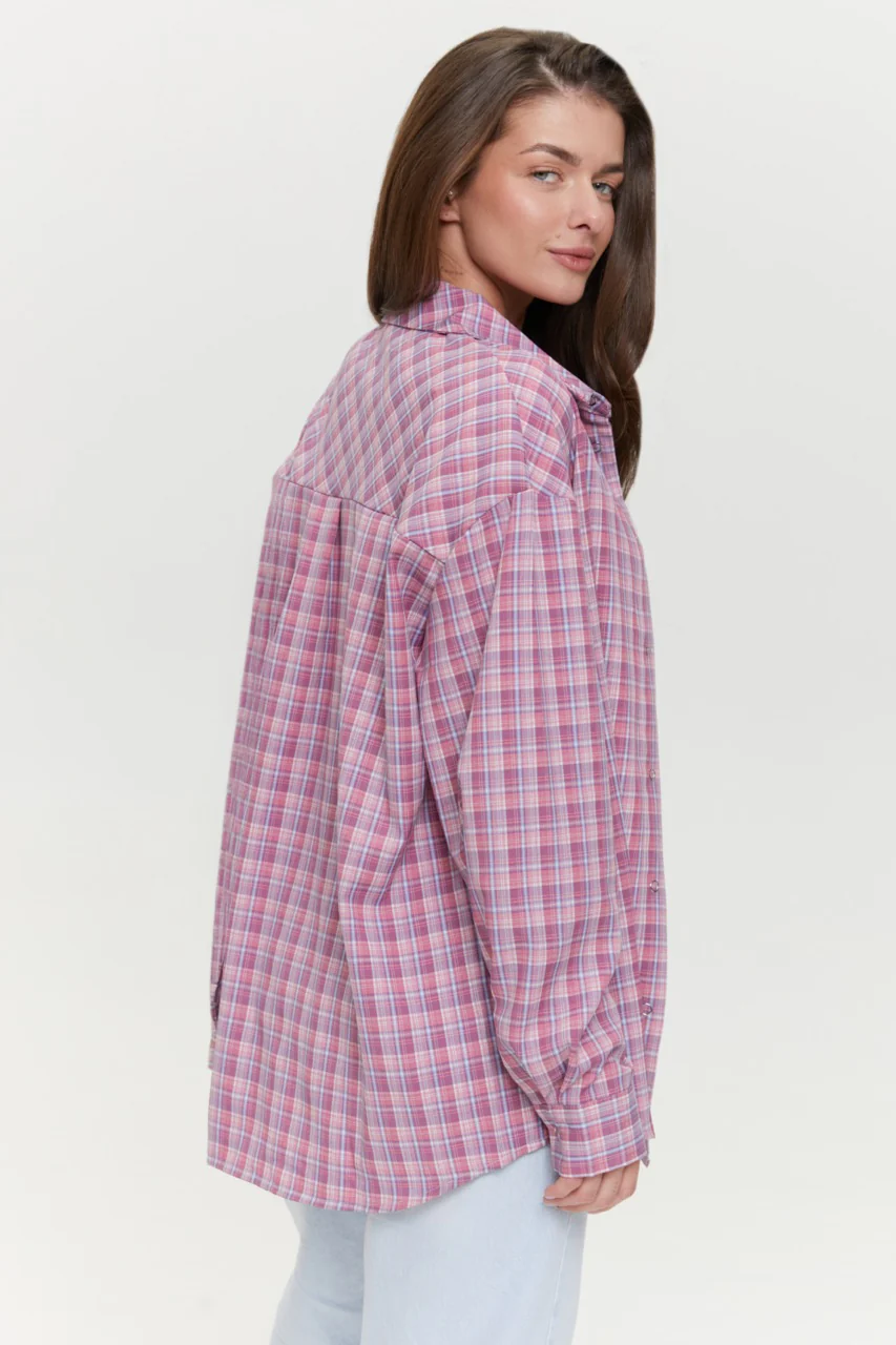 Pink Check shirt with pockets - Image 6