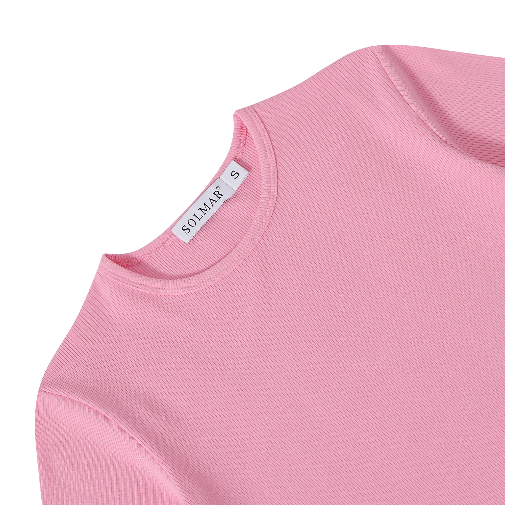 Pink Ribbed Crop T-shirt - Image 2