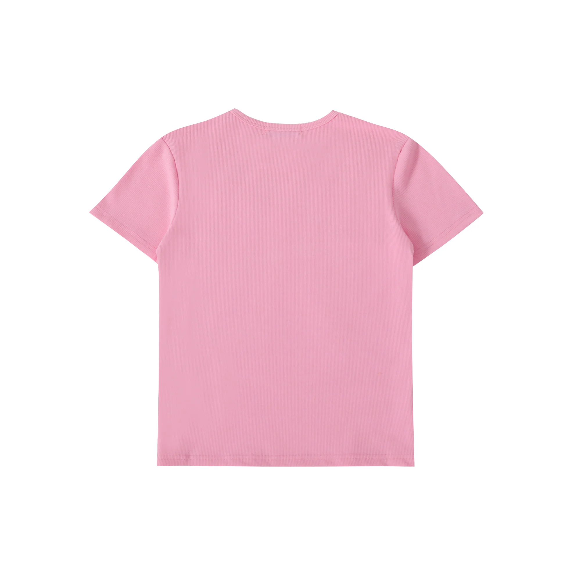 Pink Ribbed Crop T-shirt - Image 4