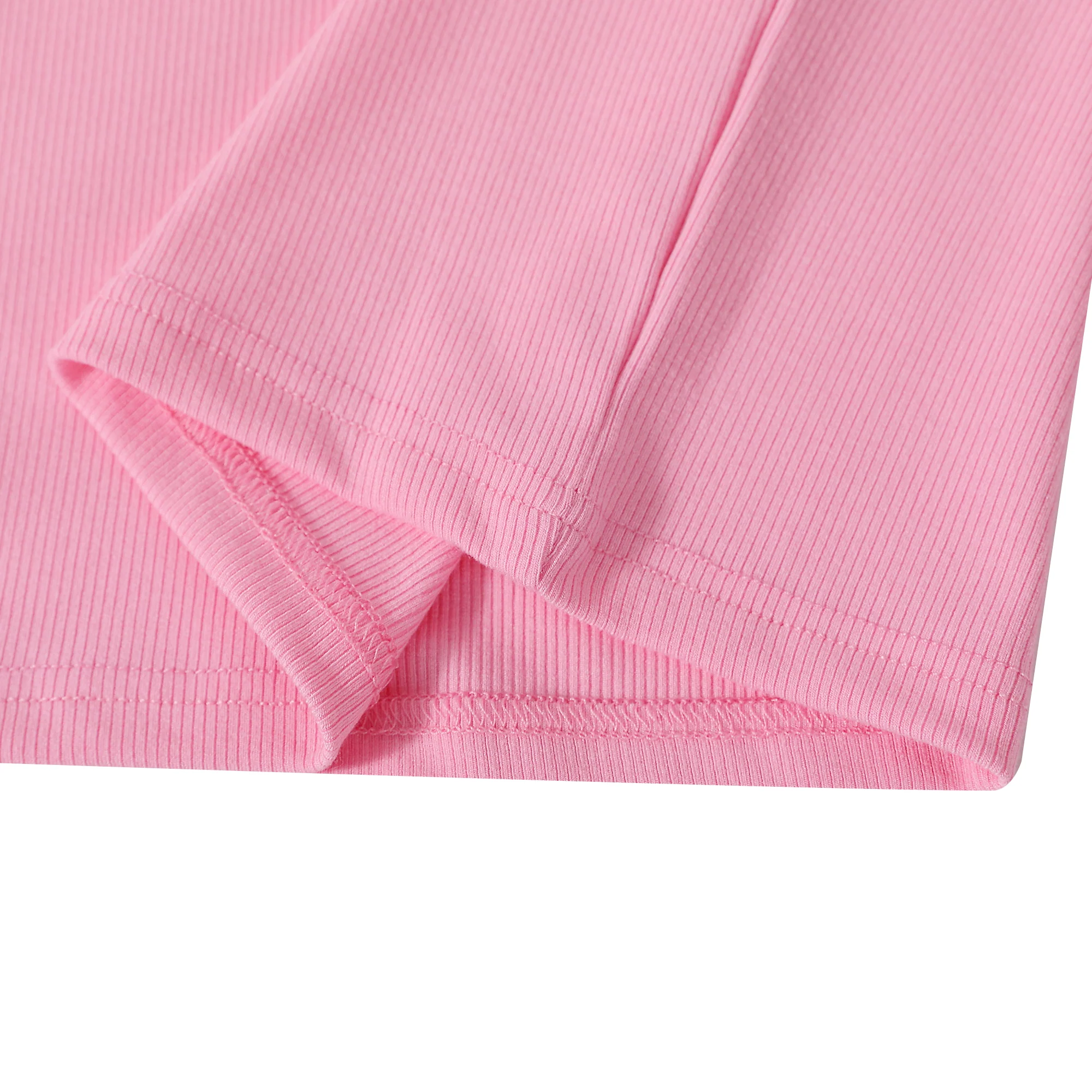 Pink Ribbed Crop T-shirt - Image 5