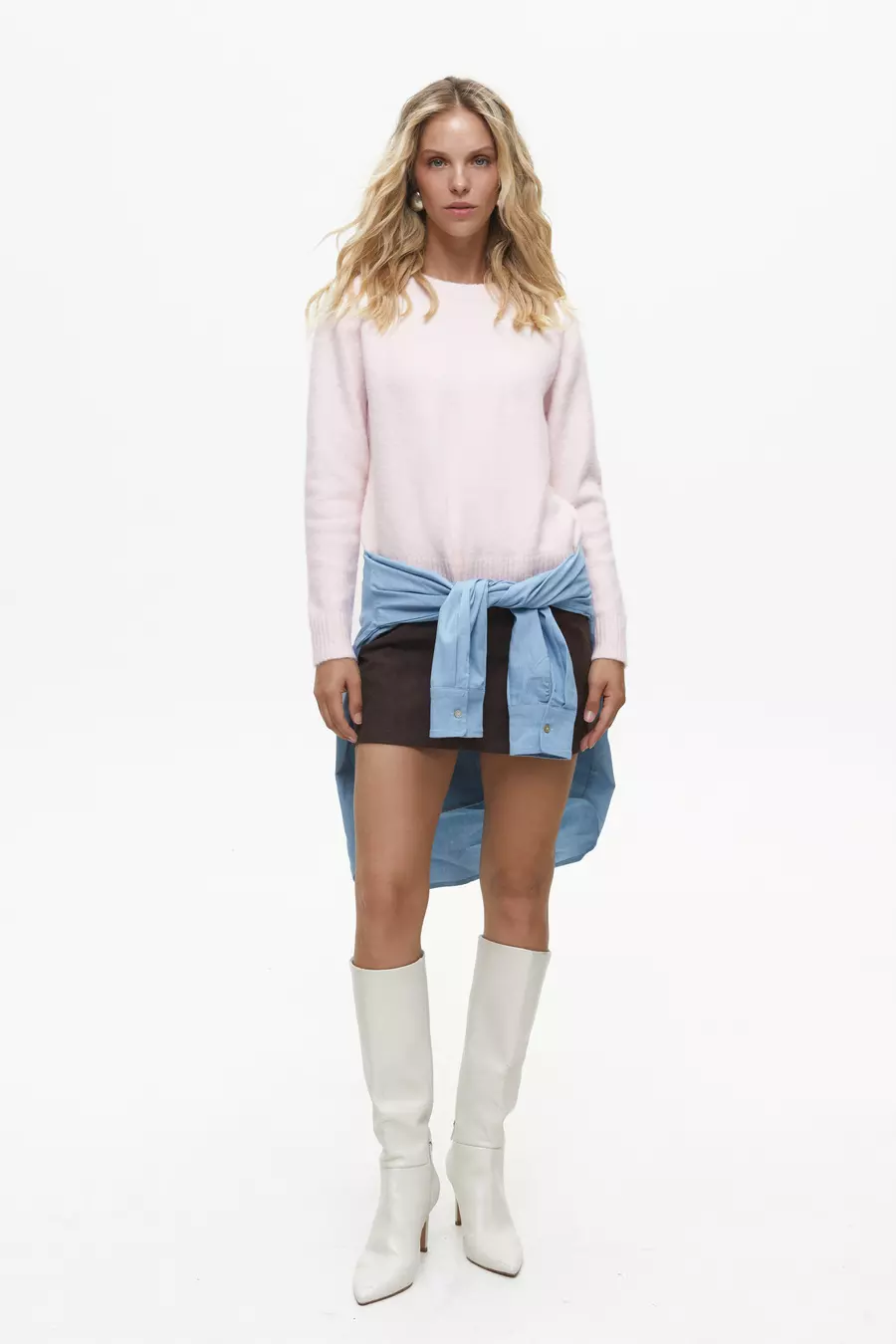 Pink Textured Knit Sweater - Image 2