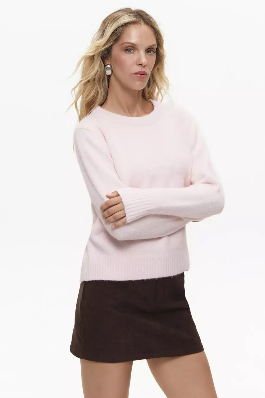 Pink Textured Knit Sweater - Image 4