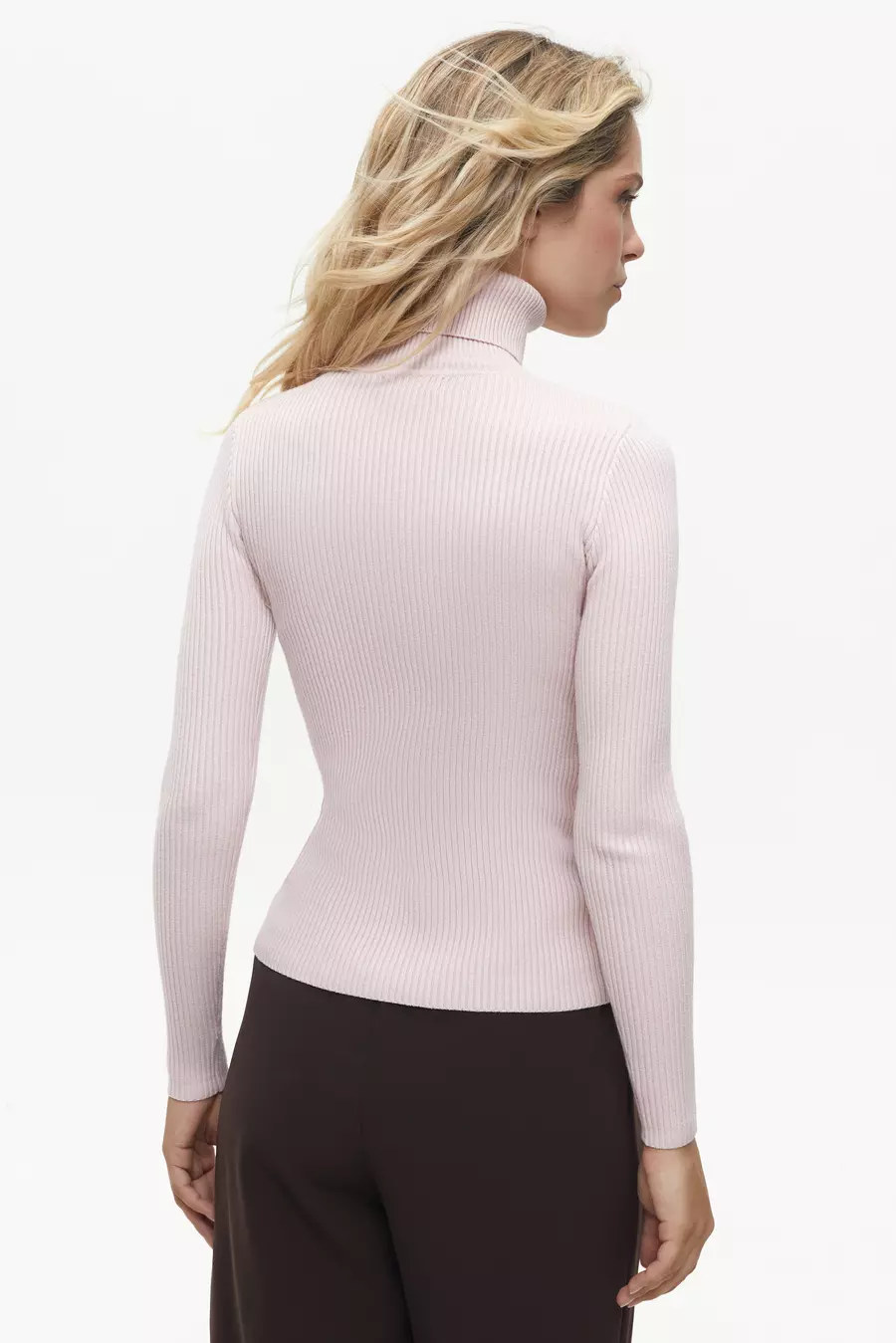 Powder Pink Fine Ribbed Turtleneck - Image 5