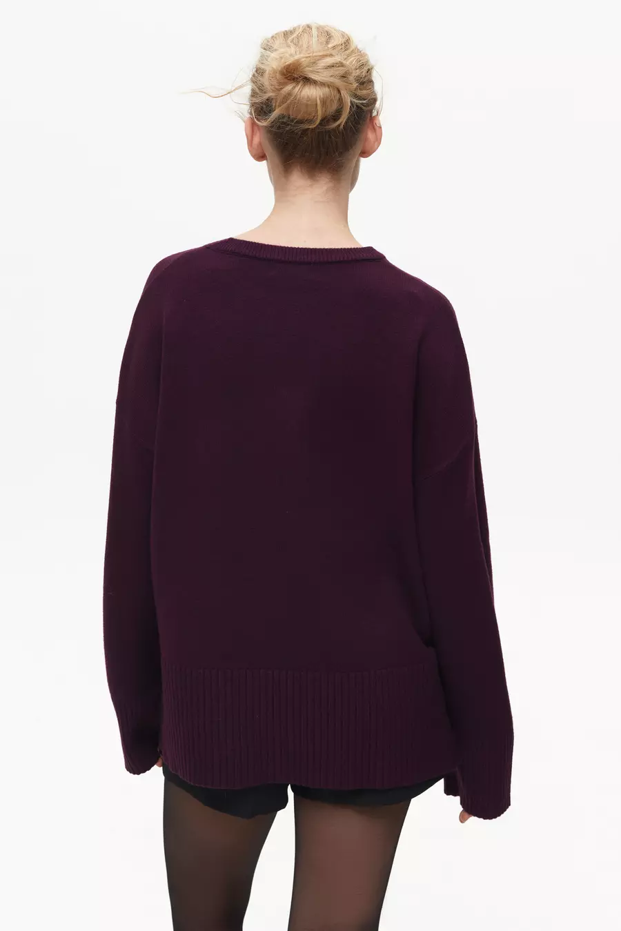 Purple Oversized Sweater with Slits - Image 5