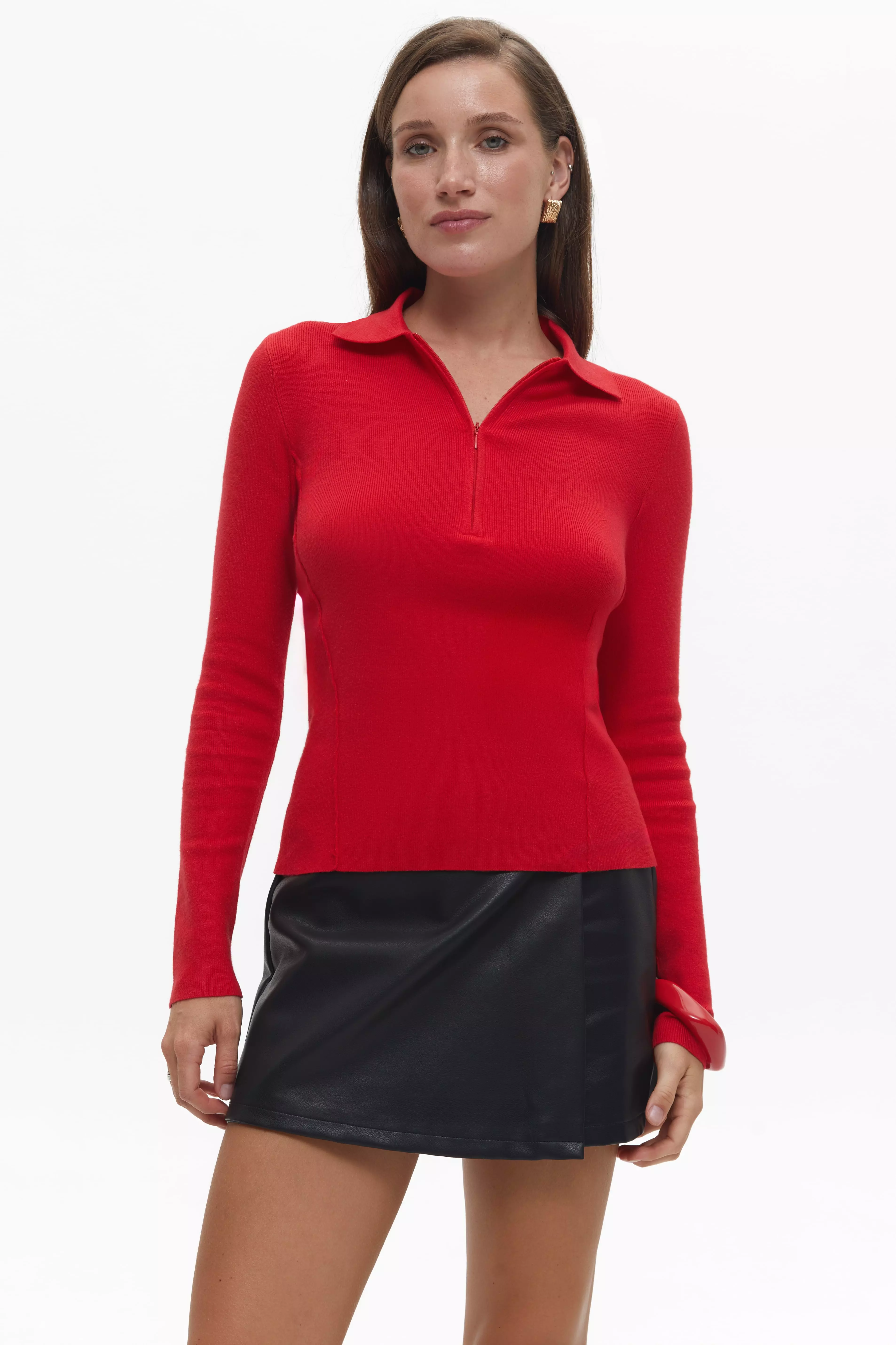 Red Basic Polo Jumper - Image 3