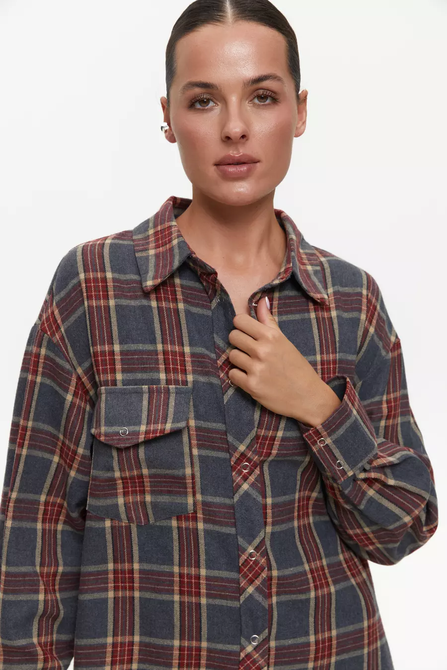 Red Large Check Shirt - Image 3