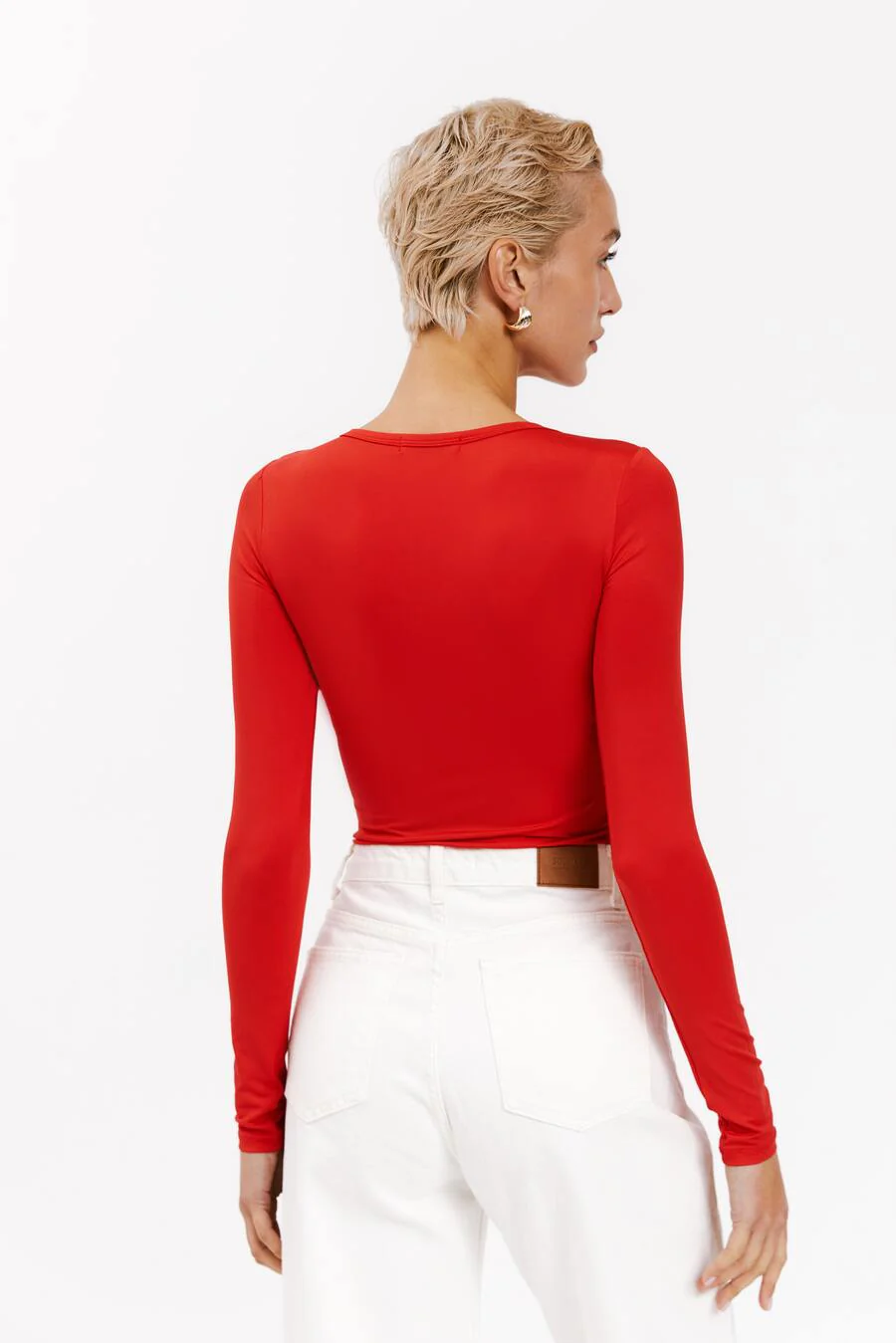 Bow-detail bodysuit, Chilly Red - Image 5