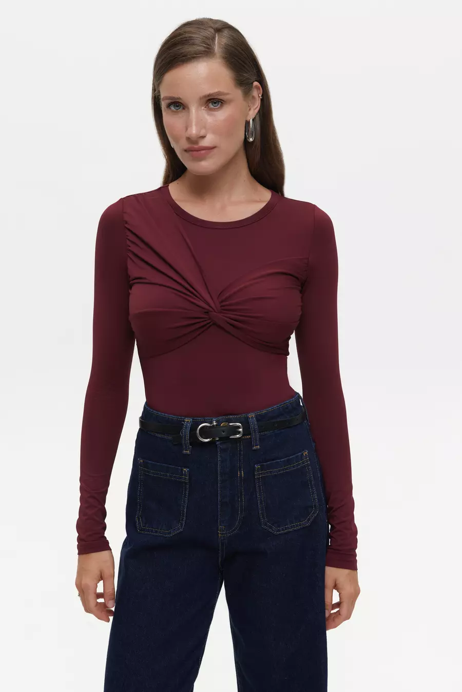 Bow-detail bodysuit, Burgundy - Image 2