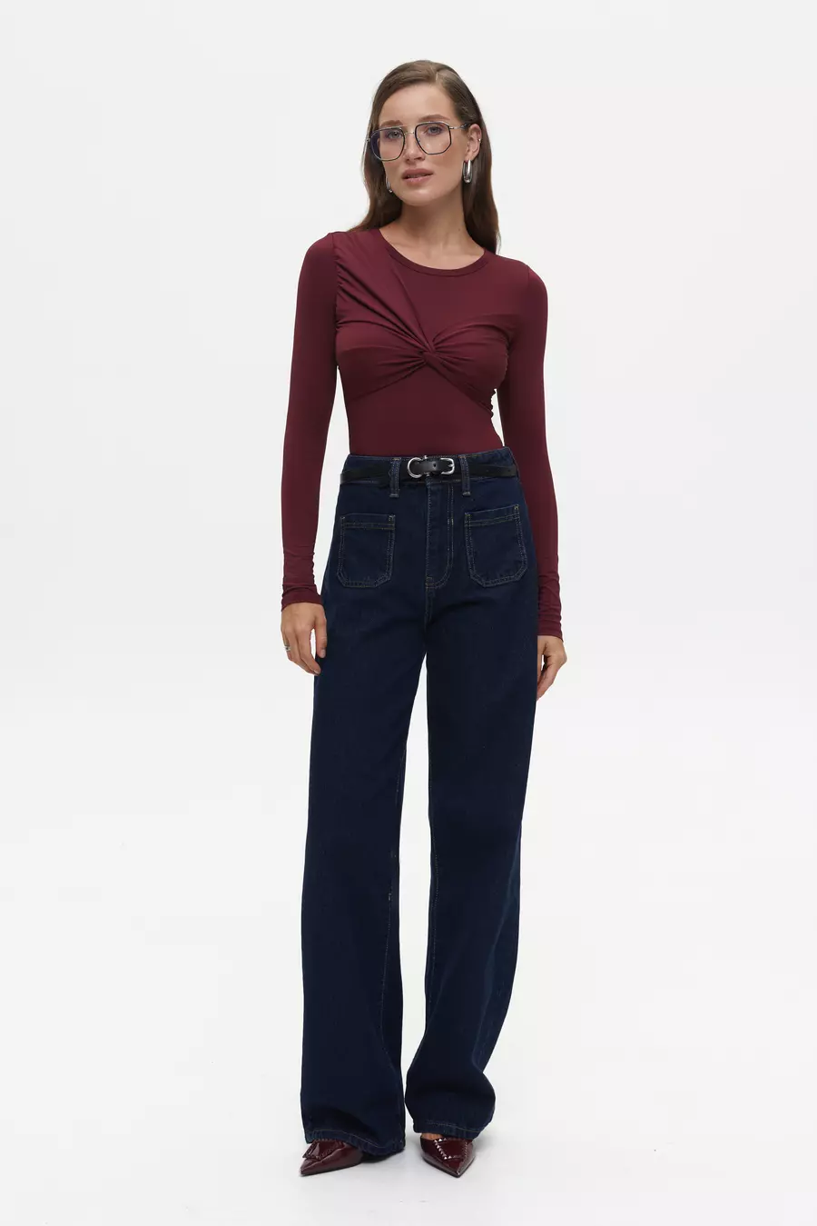 Bow-detail bodysuit, Burgundy - Image 3