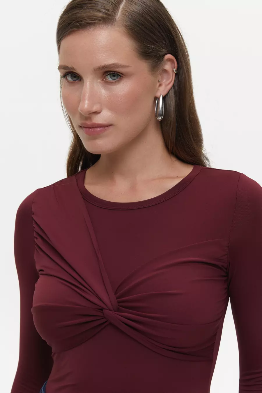 Bow-detail bodysuit, Burgundy - Image 4