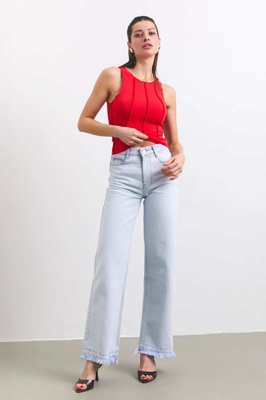 Red Seam Detail Tank Top - Image 3