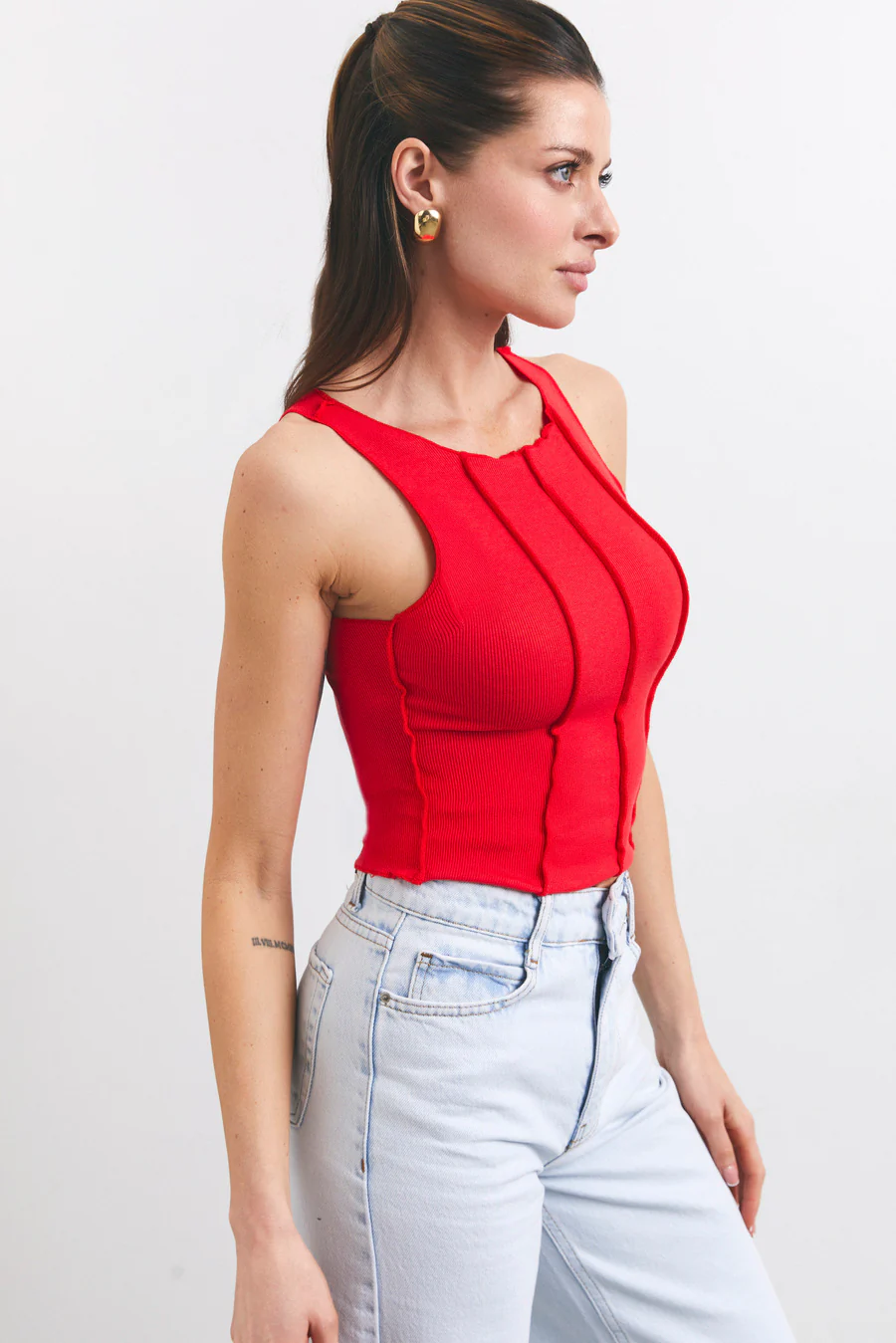 Red Seam Detail Tank Top - Image 5