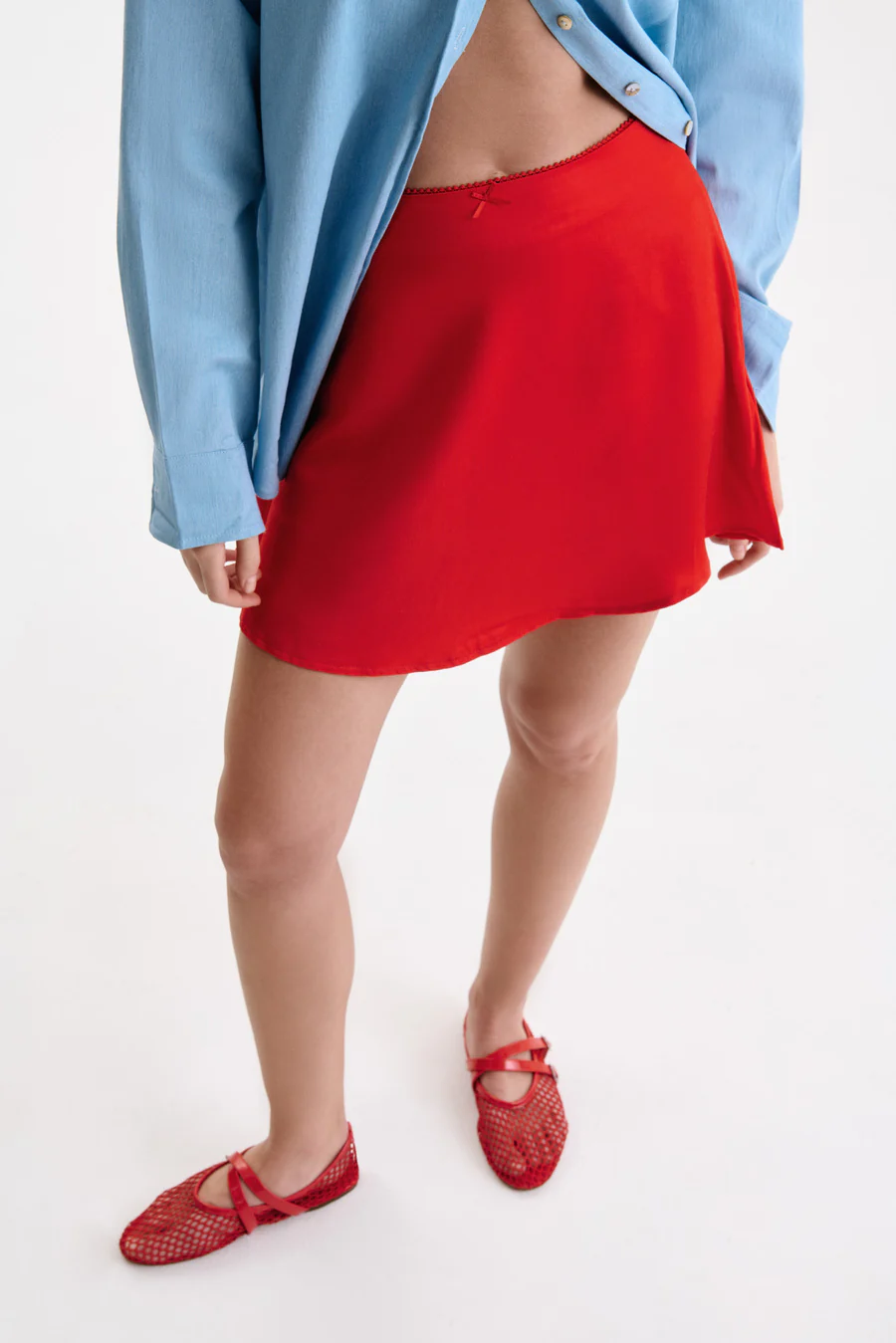 NEW Red Satin Mini Skirt - Image 3