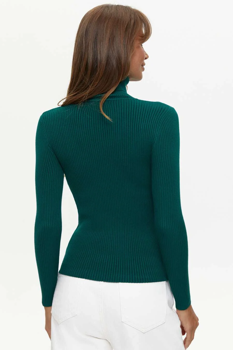 Ribbed turtleneck sweater in color green - Image 4