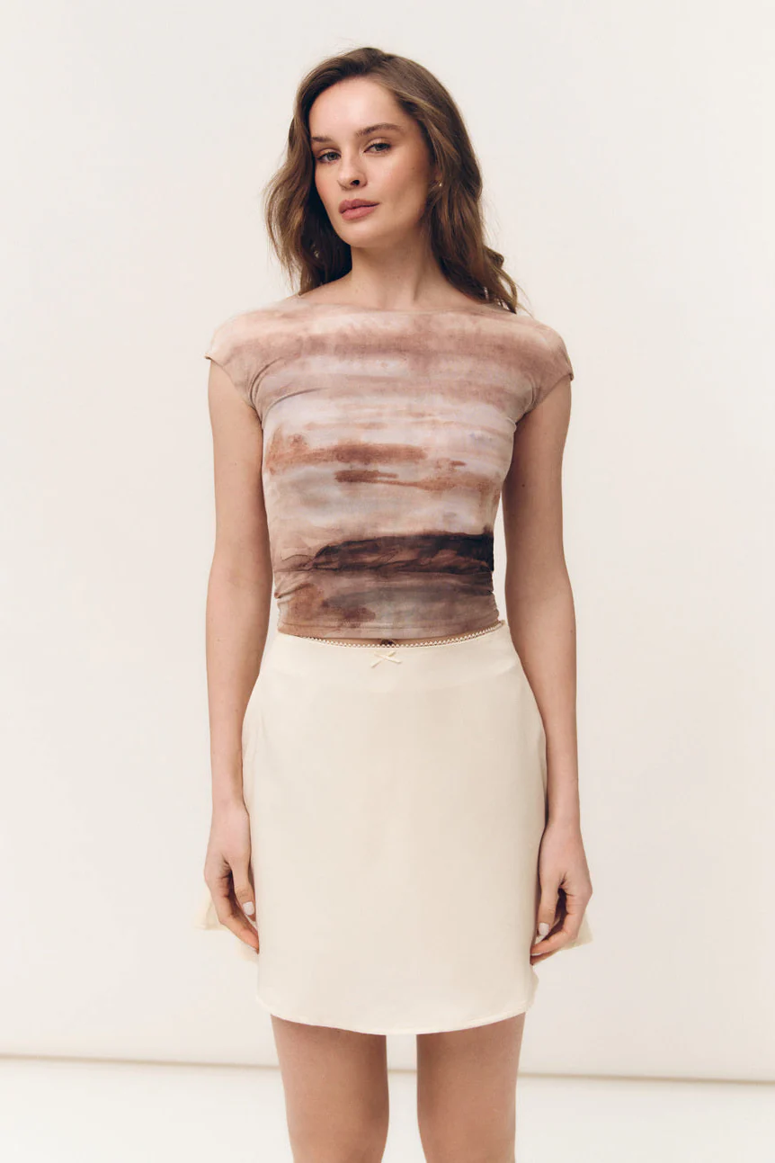 Brown Gradient Effect Mesh T-shirt - Image 3