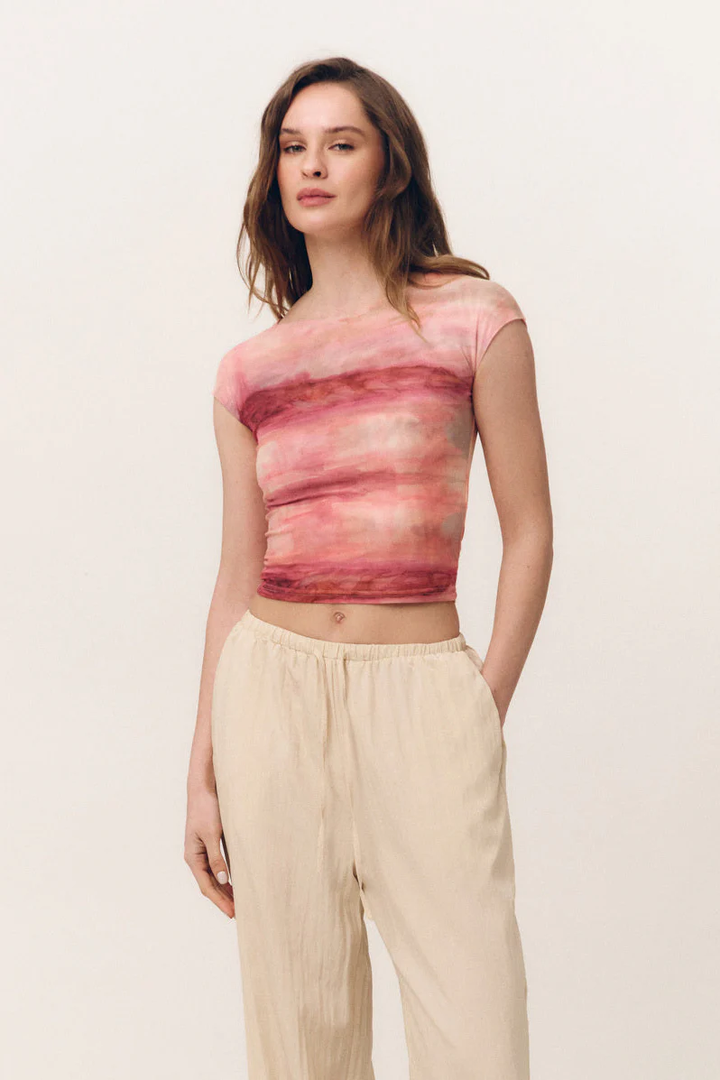 Pink Gradient Effect Mesh T-shirt - Image 3