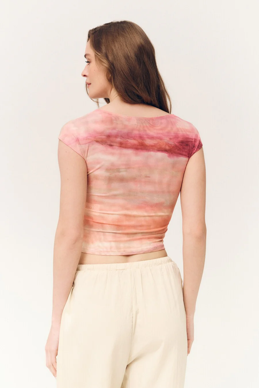 Pink Gradient Effect Mesh T-shirt - Image 5