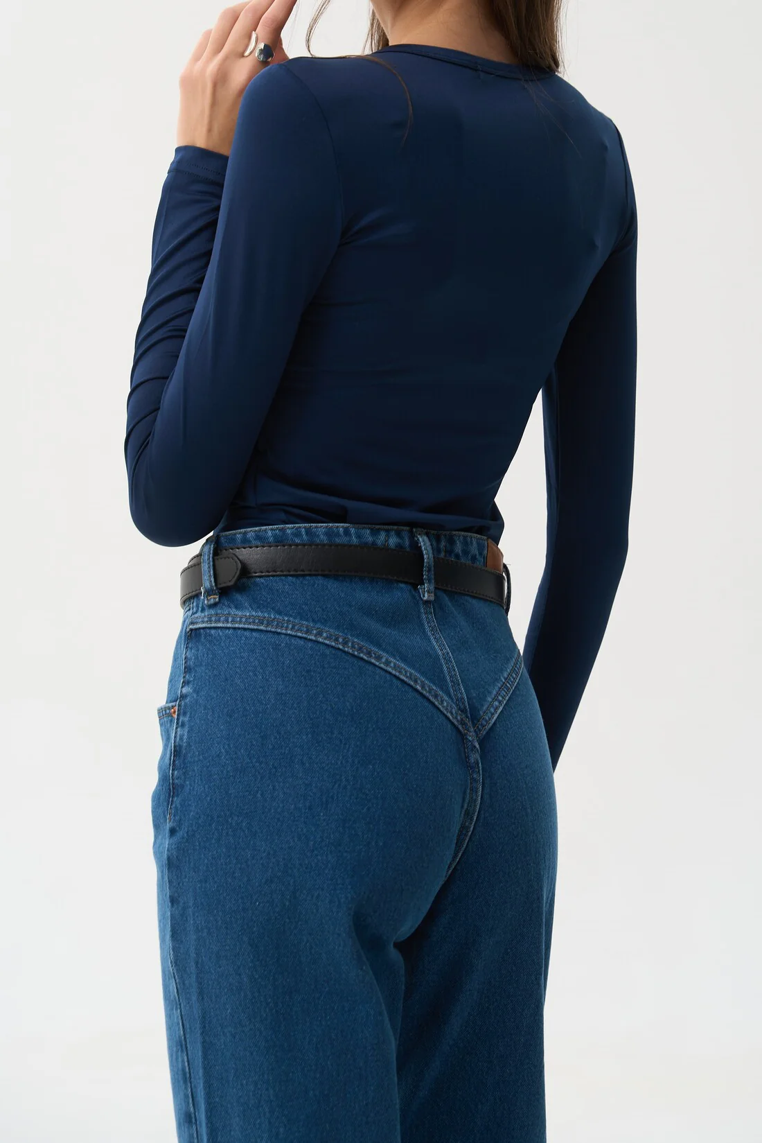 STRAIGHT jeans with accent yoke, Blue - Image 3