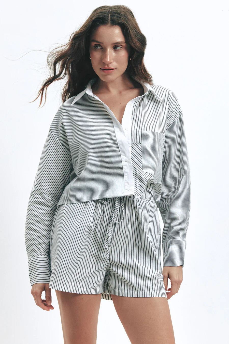 Striped Shorts with Pockets - Image 3