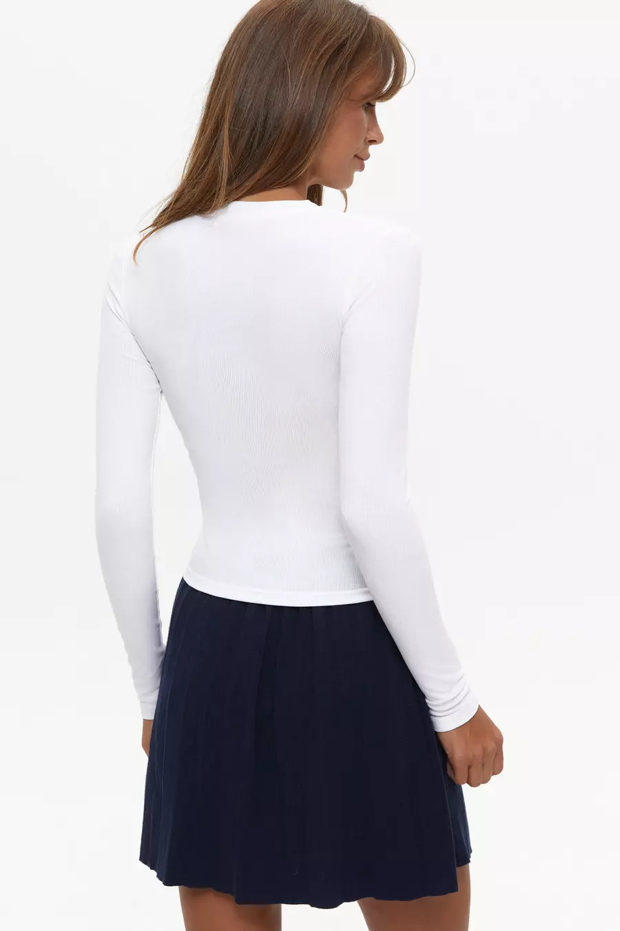 Basic viscose long-sleeve top, Clean White - Image 5
