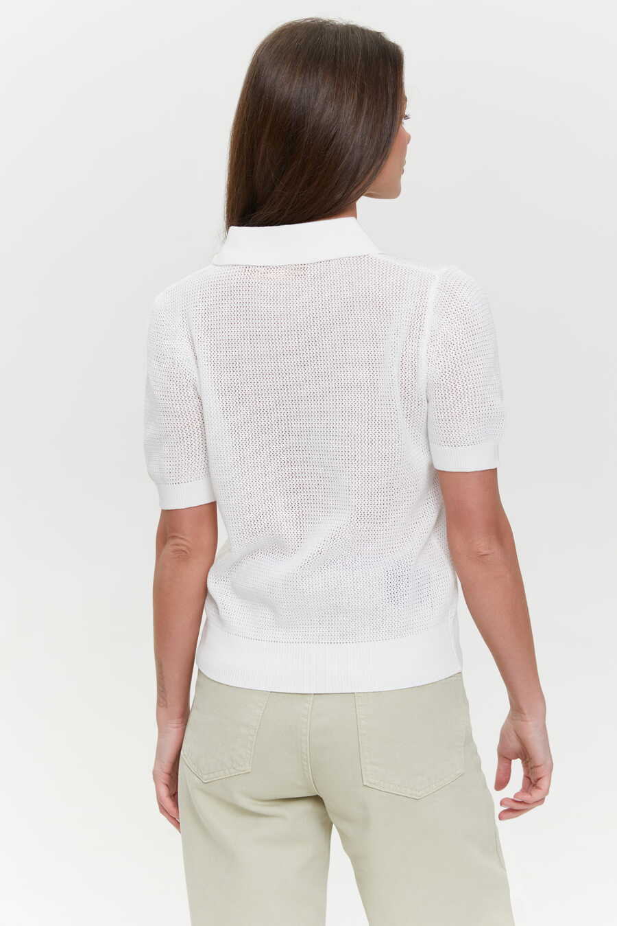 White Knit Polo T-shirt - Image 3