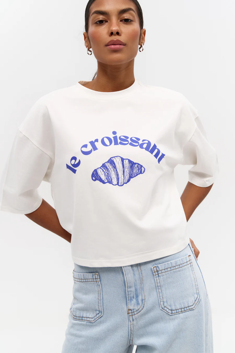White "Le Croissant" Print T-shirt - Image 2