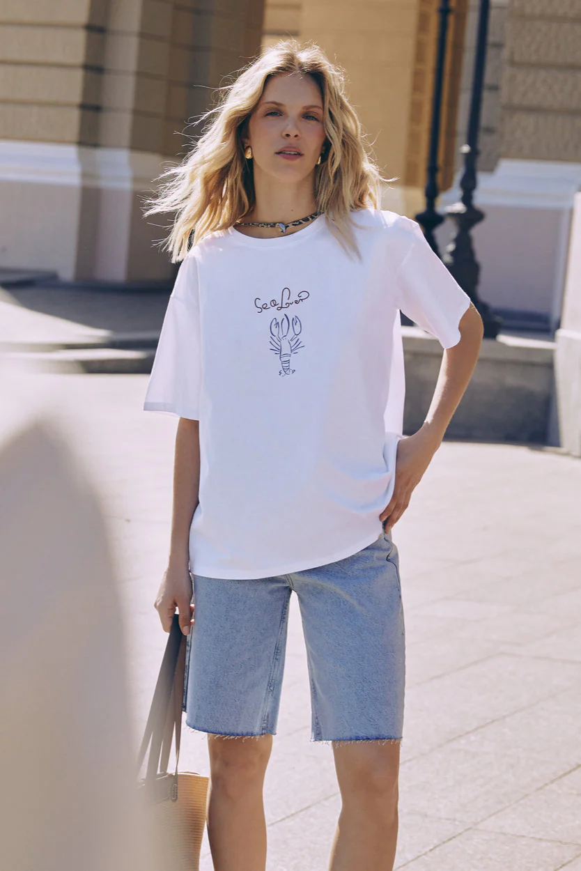 NEW White "Sea Lover" Print T-shirt - Image 3