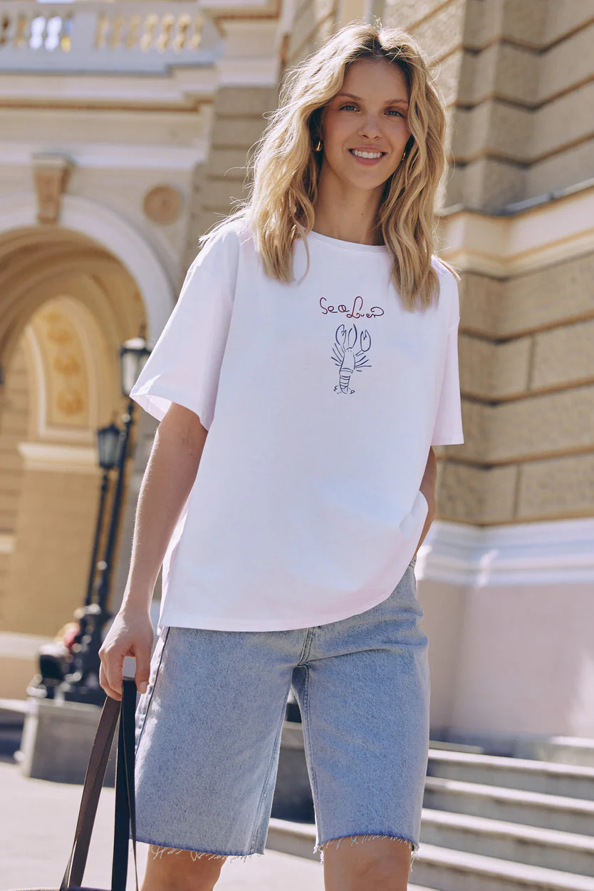 NEW White "Sea Lover" Print T-shirt - Image 5