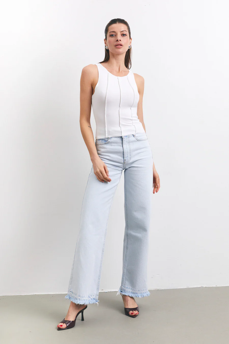 White Seam Detail Tank Top - Image 3