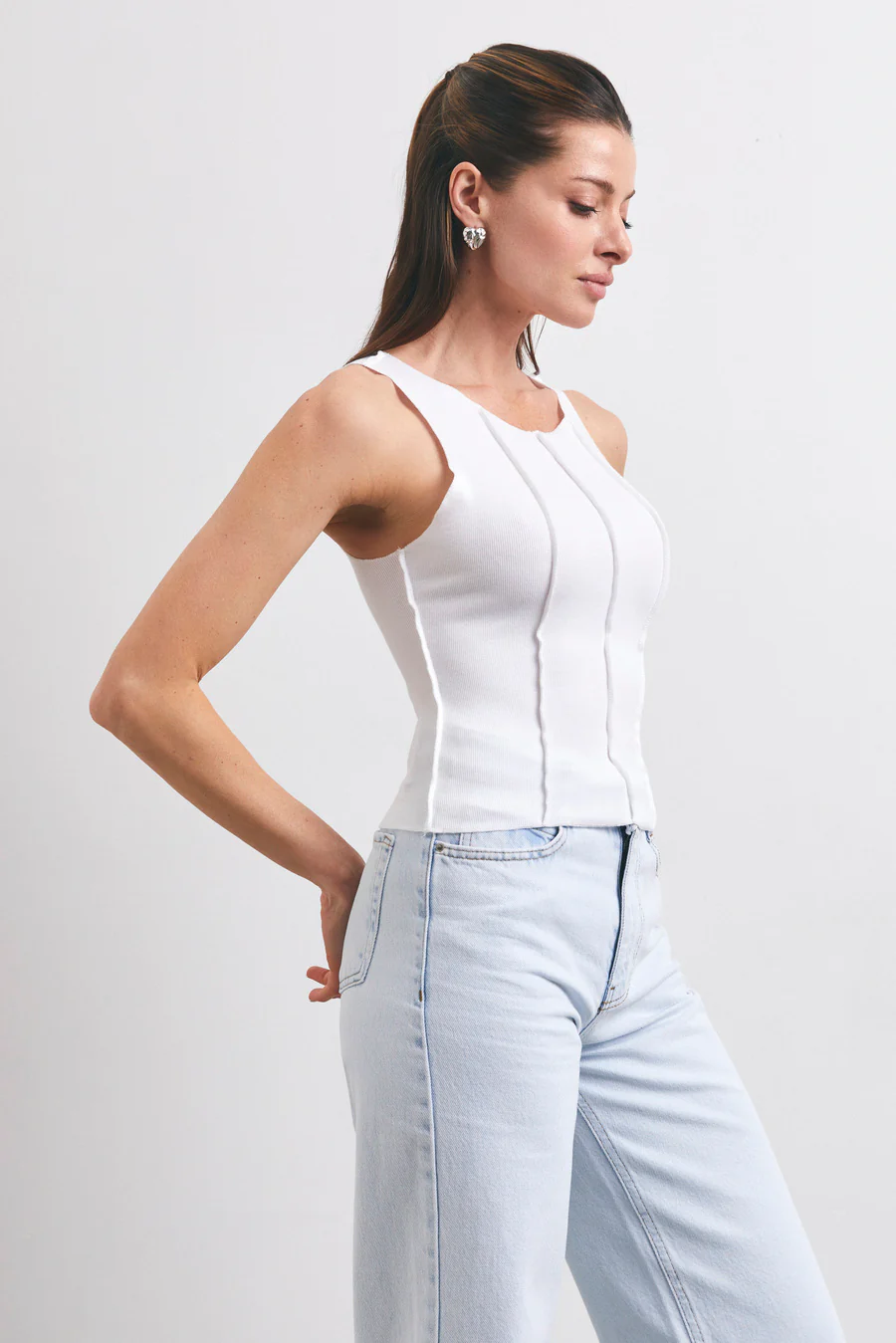 White Seam Detail Tank Top - Image 5