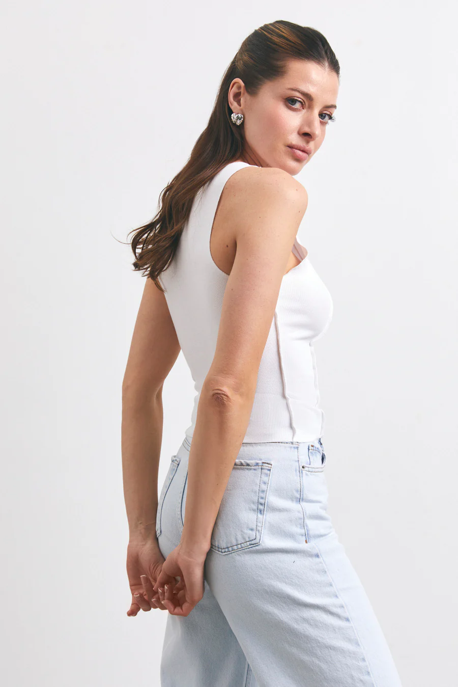 White Seam Detail Tank Top - Image 6