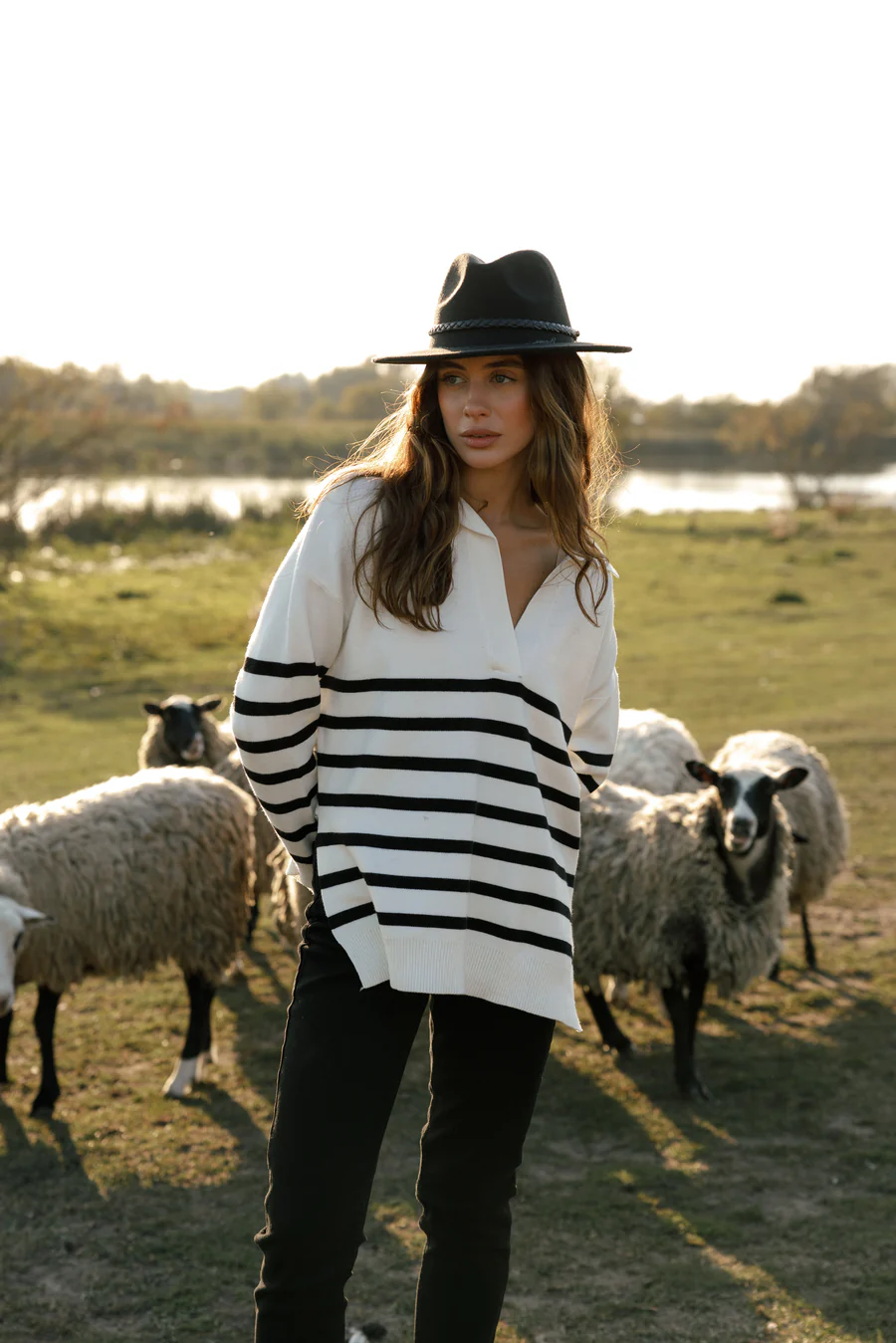 White Striped Polo Sweater - Image 3