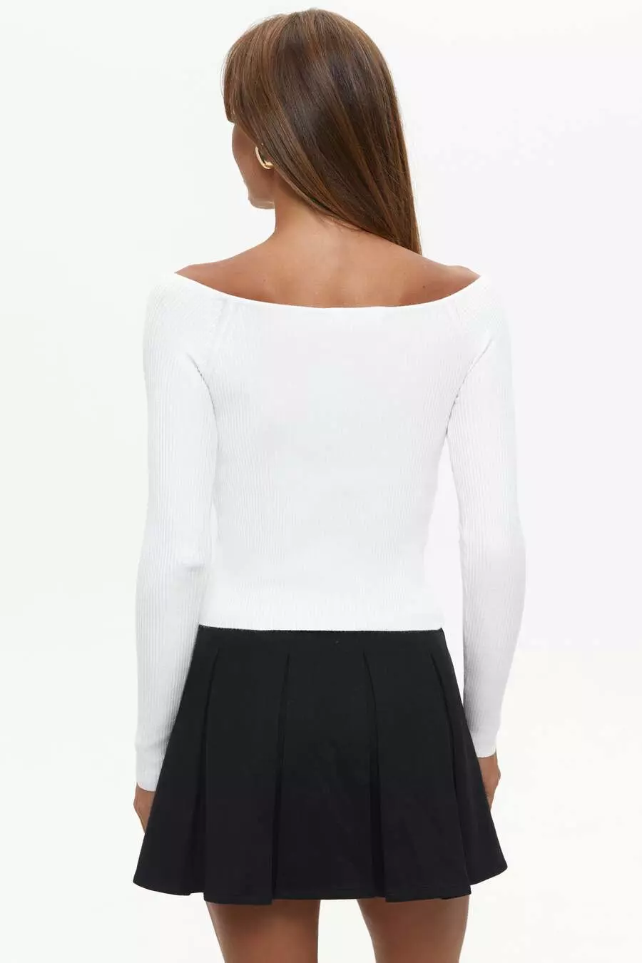 White Sugar Sweetheart Neckline Ribbed knit Long Sleeve - Image 4