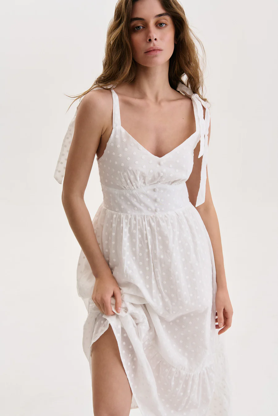 NEW White Tie Up Strep Midi Dress - Image 5