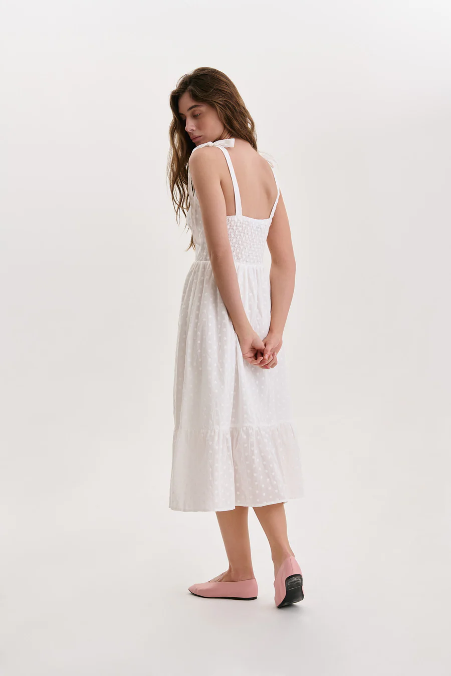 NEW White Tie Up Strep Midi Dress - Image 8