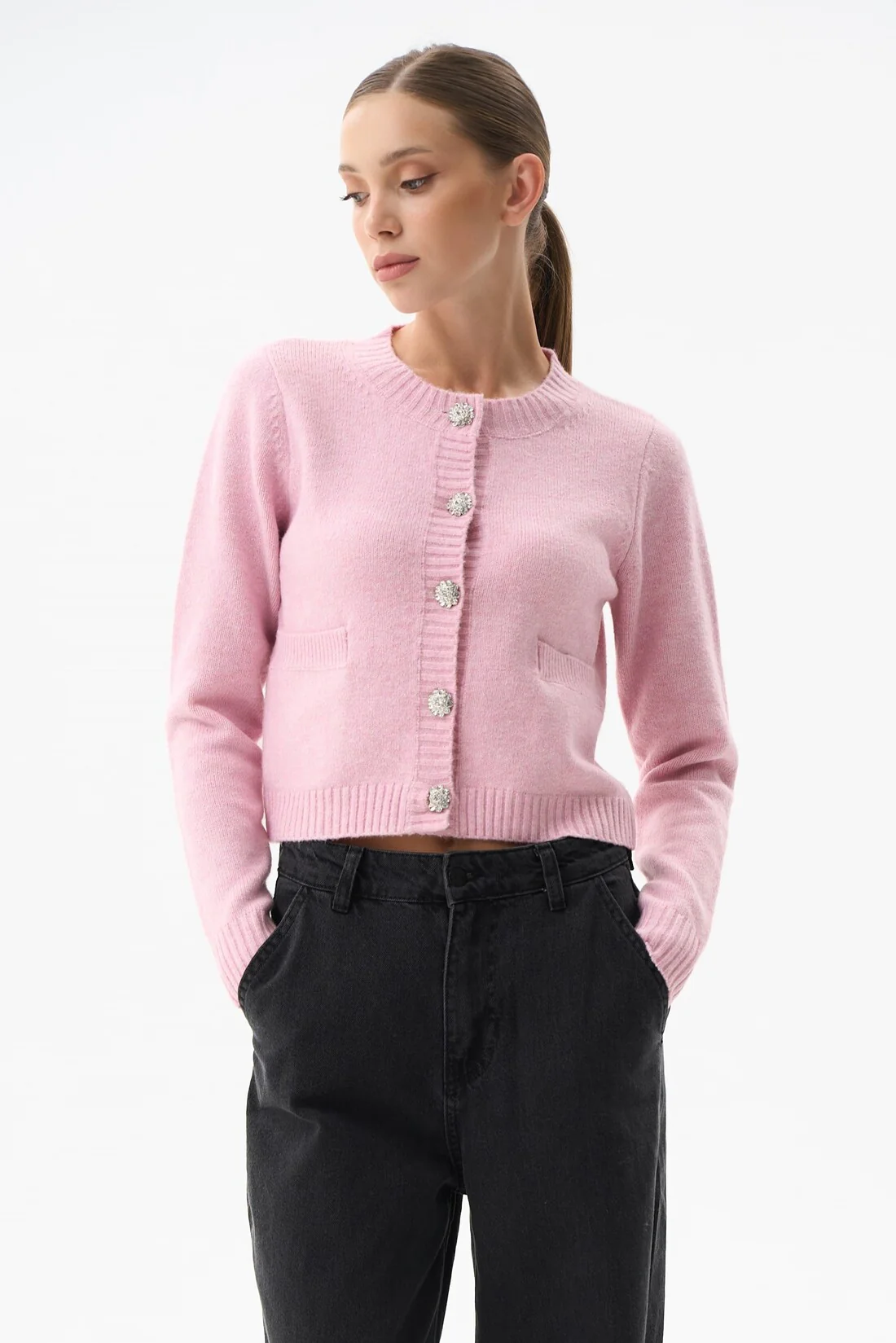 Pink Wool Knit Cardigan - Image 3