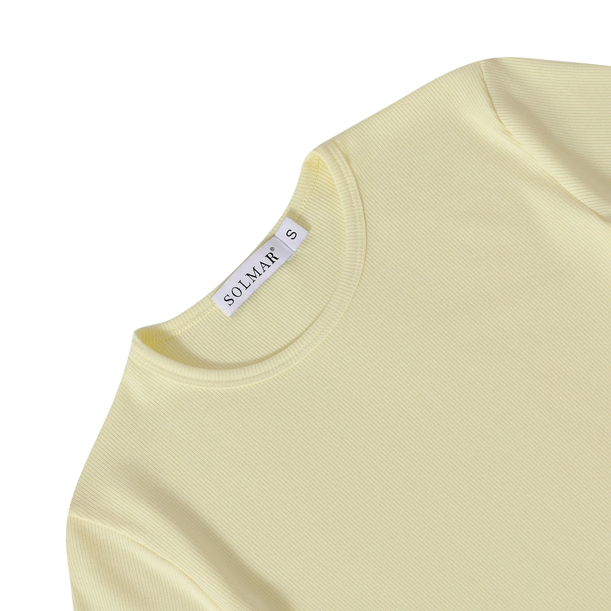 Yellow Ribbed Crop T-shirt - Image 2