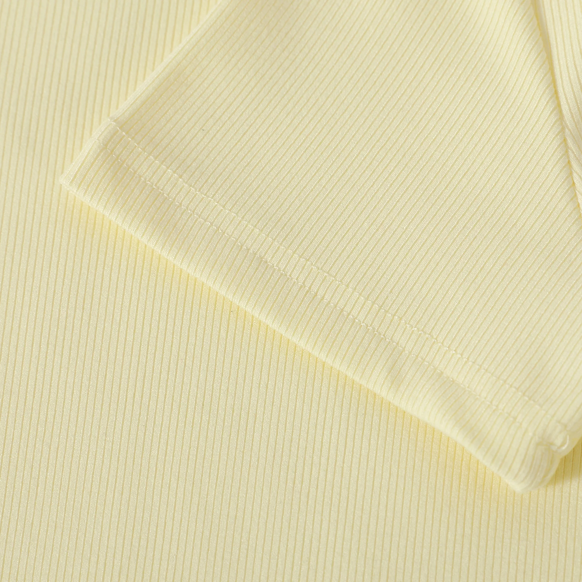 Yellow Ribbed Crop T-shirt - Image 3